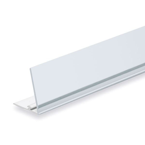 Immagine di Serie STANDARD: BINARIO PER SEPARATORI - FRONTALE 90° TRASPARENTE H. 40 MM - CON ADESIVO