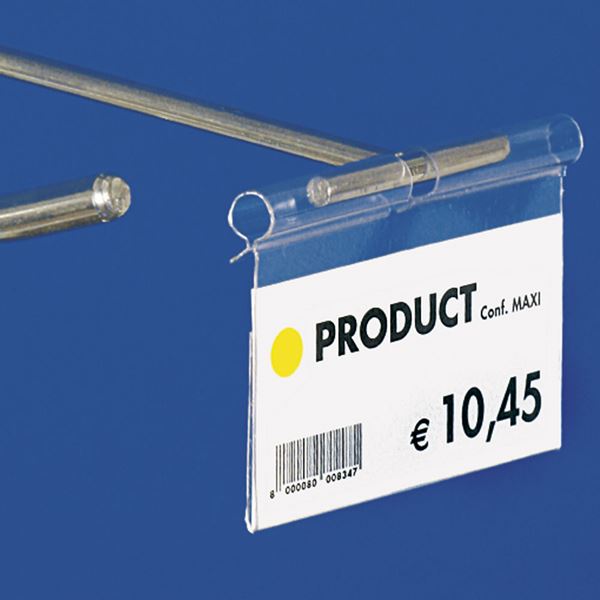 Immagine di PORTA ETICHETTE PIEGATO "ULTRA CLEAR" - TAGLIO CENTRALE 6 MM