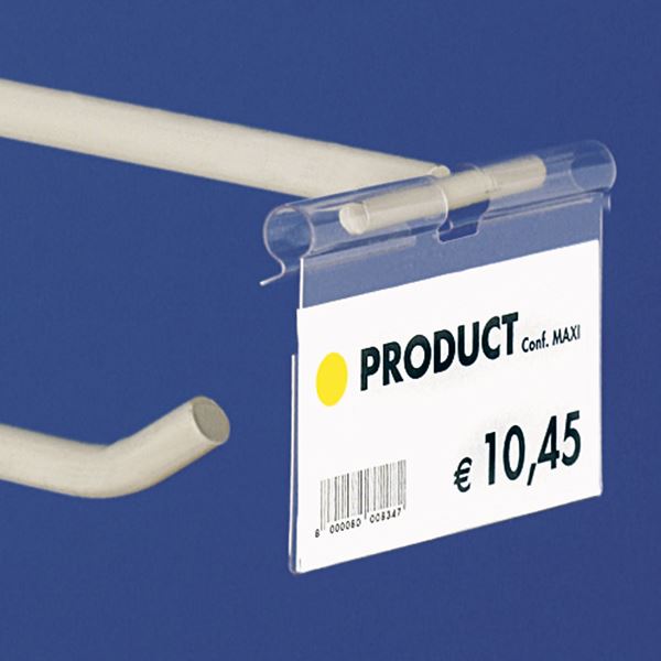 Immagine di PORTA ETICHETTE PIEGATO "ULTRA CLEAR" - TAGLIO CENTRALE 11 MM