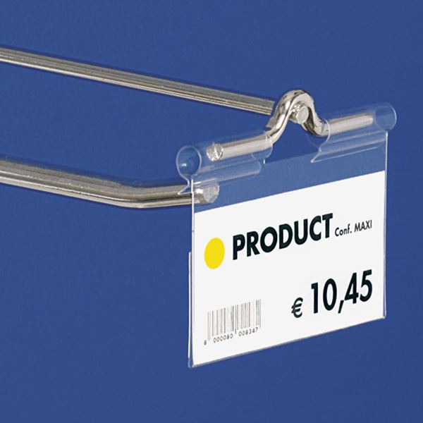 Immagine di PORTA ETICHETTE PIEGATO "ULTRA CLEAR" - TAGLIO CENTRALE 22 MM