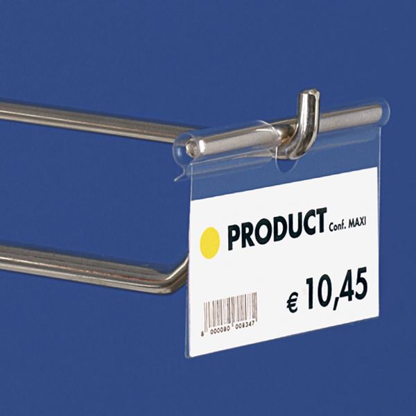 Immagine di PORTA ETICHETTE PIEGATO "ULTRA CLEAR" - TAGLIO CENTRALE UNIVERSALE 9-22 MM