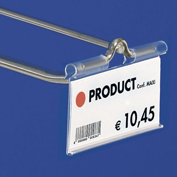 Immagine di PORTA ETICHETTE ESTRUSO - TAGLIO CENTRALE 22 MM - APERTURA FRONTALE - Etichetta H.MAX 39 MM