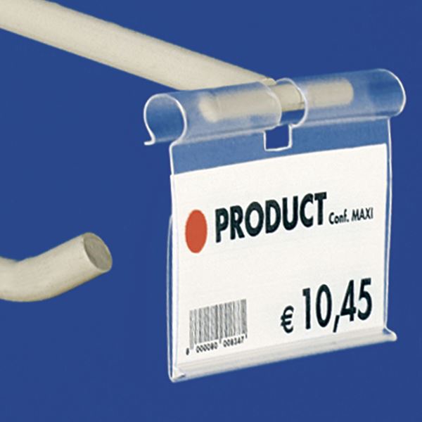 Image sur PORTE-ÉTIQUETTE EXTRUDÉ - COUPE CENTRALE 9 MM - OUVERTURE ARRIÈRE - Étiquette H.MAX 39 MM