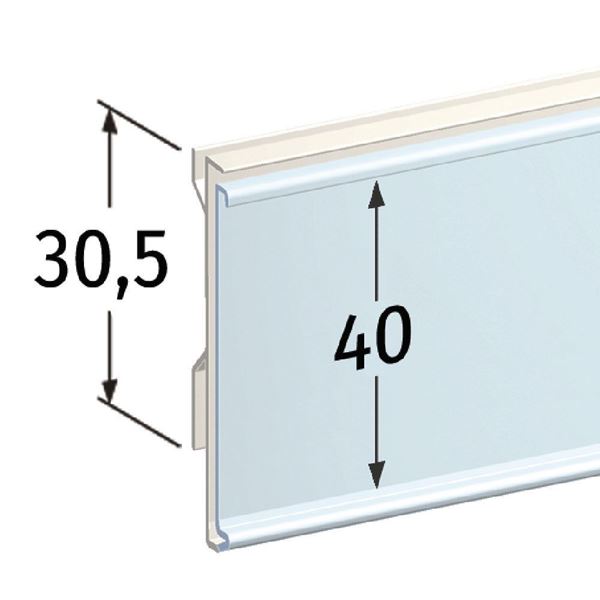 Immagine di PORTAPREZZO PER RIPIANO CEFLA MONOBLOCCO - ETICHETTA H.MAX 40 MM