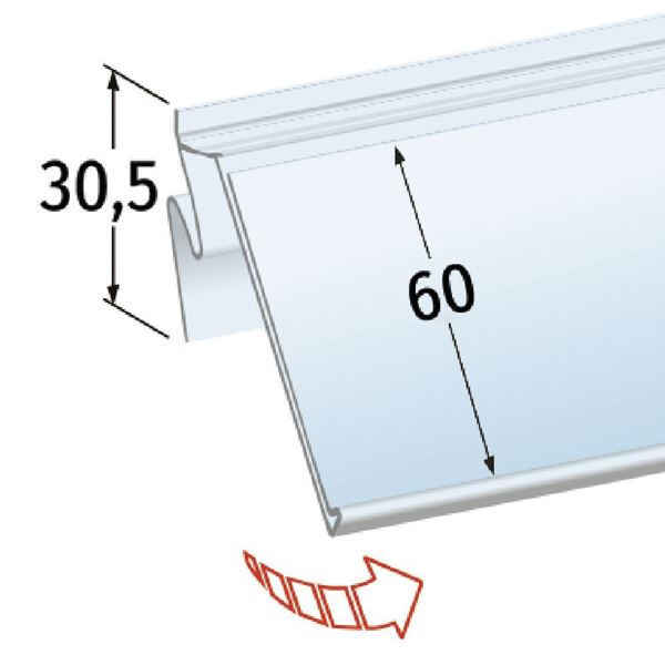 Immagine di PORTAPREZZO BASCULANTE PER RIPIANO CEFLA MONOBLOCCO - ETICHETTA H.MAX 60 MM