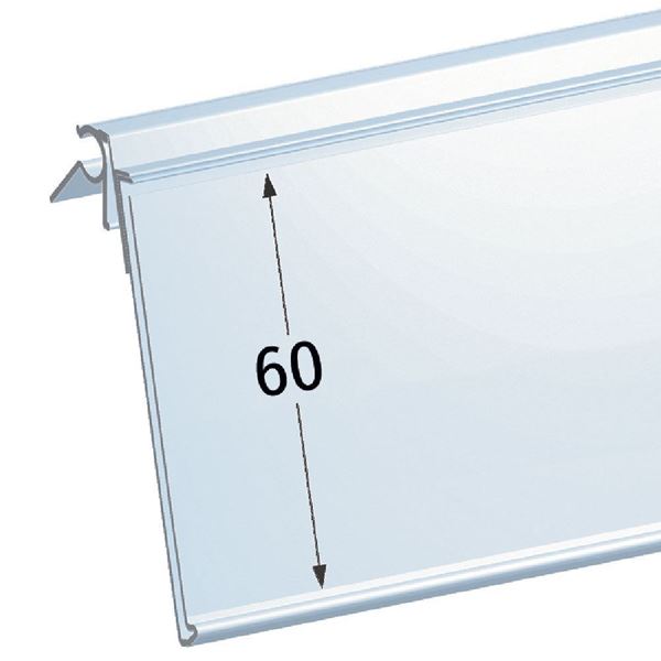 Immagine di PORTAPREZZO BASCULANTE PER FILO Ø 6 MM - ETICHETTA H.MAX 60 MM