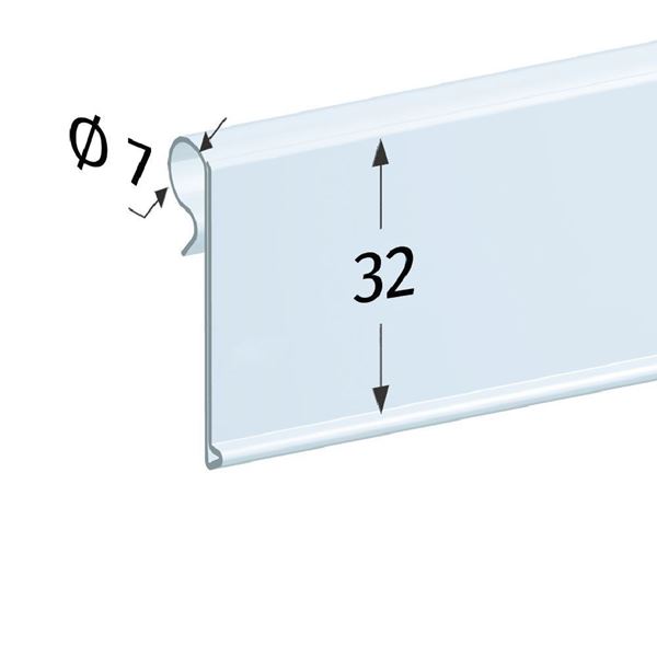 Immagine di PORTAPREZZO BASCULANTE PER FILO Ø 7 MM - APERTURA FRONTALE - ETICHETTA H.MAX 32 MM