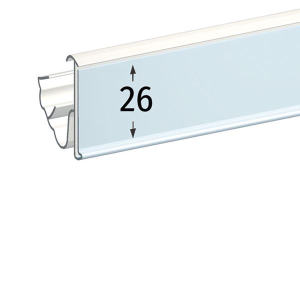 Immagine di PORTAPREZZI PER RIPIANO TEGOMETALL - LINDE - STOREBEST - INCLINAZIONE A 2 POSIZIONI - ETICHETTA H.MAX 26 MM