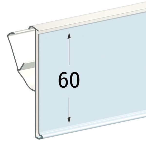 Immagine di PORTAPREZZI PER RIPIANO TEGOMETALL - LINDE - STOREBEST - INCLINAZIONE A 2 POSIZIONI - ETICHETTA H.MAX 60 MM