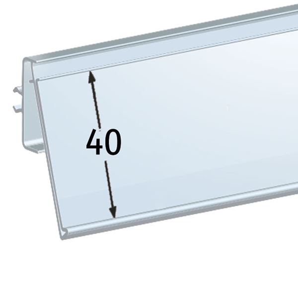 Immagine di PORTAPREZZO BASCULANTE PER RIPIANO SIDAC - ETICHETTA H.MAX 40 MM