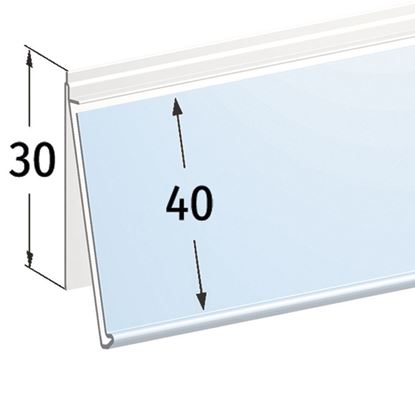 Imagen de PERFIL PORTAPRECIOS BASCULANTE PARA ESTANTE SIDAC - INSERCIÓN LATERA - ETIQUETA H.MAX 40 MM