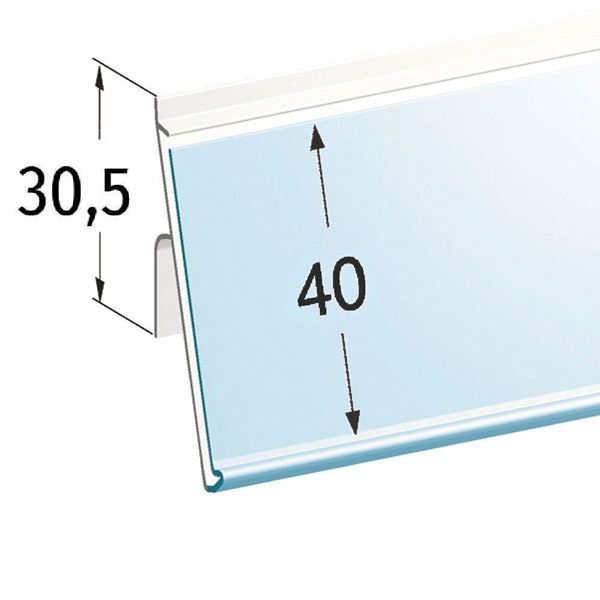 Image sur PORTE ETIQUETTE UNIVERSEL INCLINÉ pour étagère ZAF30 - ETIQUETTE H.MAX 40 MM