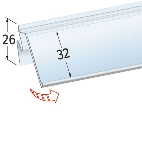 Immagine di PORTAPREZZO BASCULANTE PER RIPIANO ARNEG - ETICHETTA H.MAX 32 MM (senza unghia)
