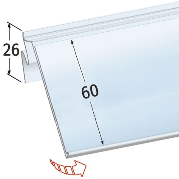 Immagine di PORTAPREZZO BASCULANTE PER RIPIANO ARNEG - ETICHETTA H.MAX 60 MM (senza unghia)