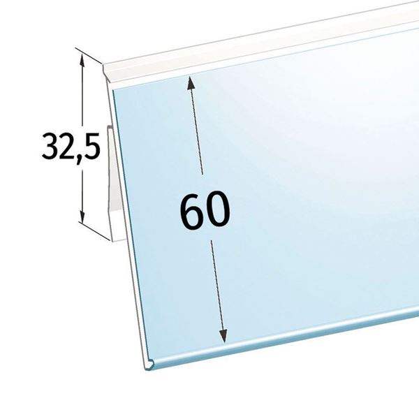 Immagine di PORTAPREZZO UNIVERSALE INCLINATO per ripiani OSCARTIELLE - ETICHETTA H.MAX 60 MM