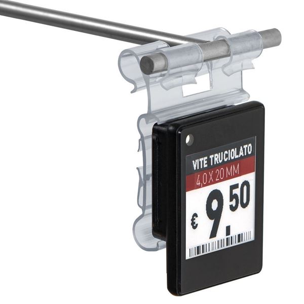 Picture of UNIVERSAL FLIP-UP LABEL HOLDER FOR HOOKS (2 POSITIONS), CENTRAL CUT 11 MM - for Hanshow NEBULAR and POLARIS Pro