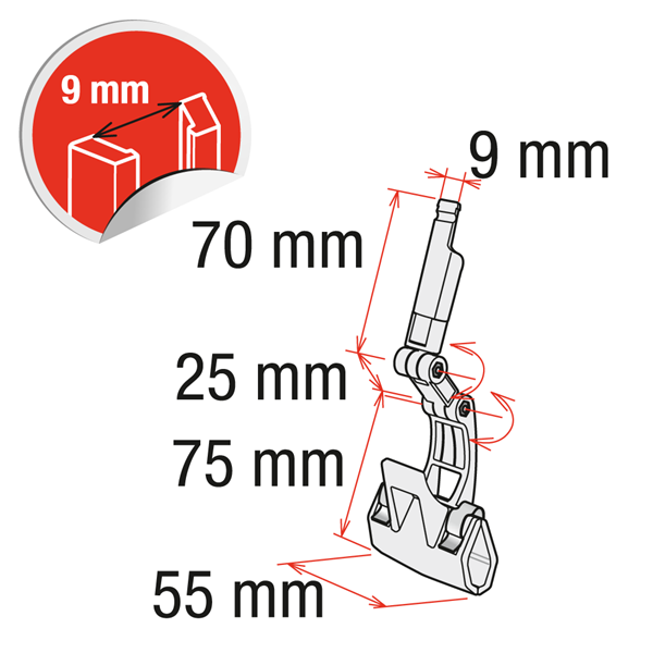 Imagen de PINZA DE DOBLE ARTICULACIÓN CON ENGANCHE DE 9 MM - estándar