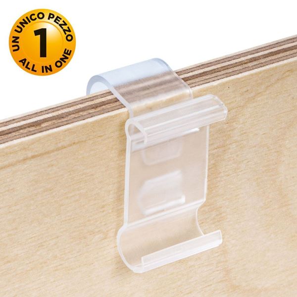 Immagine di Clip per spessori in vetro, plastica, legno, cartone (per spessori da 3 a 14 mm)